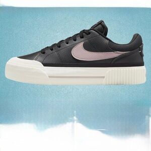 Nike Court Legacy Lift Platform Sneakers Wmns SZ 10 Black White Pink DM7590-001